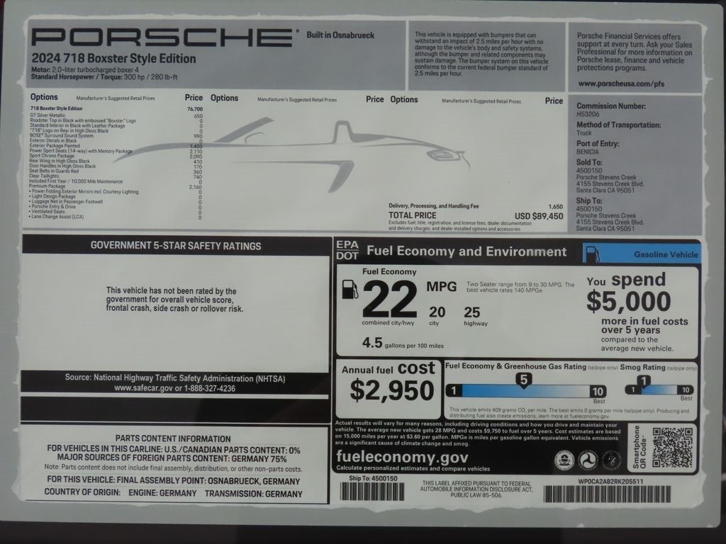 2024 Porsche 718 Boxster Base
